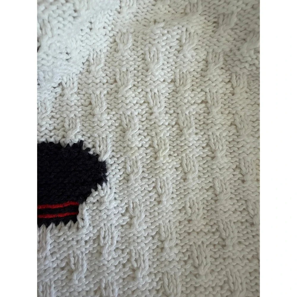 Marisa Christina Petite Nautical Hand Knit Sweater‎ Vest White Ramie Cotton Vtg